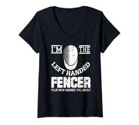 Femme Escrimeur Gaucher Avec Réputation et Attitude T-Shirt avec Col en V