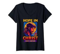 Femme Espoir en Jésus-Christ Notre Sauveur Foi chrétienne Hommes Femmes T-Shirt avec Col en V