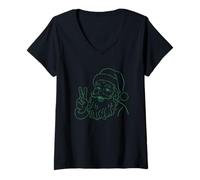Femme Esprit de Noël paisible du Père Noël T-Shirt avec Col en V