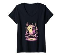 Femme Esprit de pain hanté - Toast surréaliste aux champignons et au thé T-Shirt avec Col en V