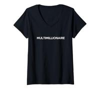 Femme Esprit multimillionnaire - Statut de Richesse et liberté financière T-Shirt avec Col en V