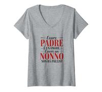 Femme Essere Padre e Nonno No Ha Prezzo T-Shirt avec Col en V