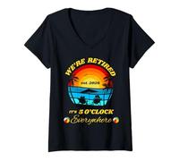 Femme Est. 2026 Nous Sommes à la Retraite, il est 5 Heures Partout T-Shirt avec Col en V