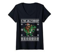 Femme Est-ce Que ce vélociraptor Dinosaure est Assez Jolly Enough T-Shirt avec Col en V