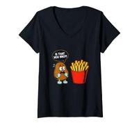 Femme Est-ce Que C'est toi Mon frère ? Frites drôles T-Shirt avec Col en V