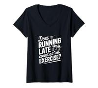 Femme Est-ce Que Courir Tard Compte comme de l'exercice T-Shirt avec Col en V