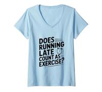 Femme Est-ce Que Courir Tard Compte comme de l'exercice T-Shirt avec Col en V