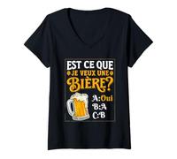 Femme Est-ce Que Je Veux Une bière? Blague Beauf Alcool Humour T-Shirt avec Col en V