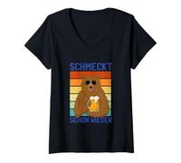 Femme Est-ce Que Le Buveur de bière a Encore Bon goût Quand on Dit « bière d'ours » ? T-Shirt avec Col en V