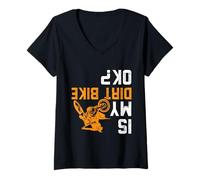 Femme Est-ce Que Mon vélo Tout-Terrain est OK ? Funny Motocross Dirtbike Gear Crash Rider T-Shirt avec Col en V