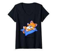 Femme Est-il déjà Matin ? Chat Nope Not Today Kitten Kitty Funny T-Shirt avec Col en V