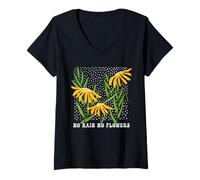 Femme Esthétique graphique No Rain No Flowers pour filles et femmes T-Shirt avec Col en V