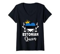Femme Estonian Queen Estonia Flag Proud Estonian Woman T-Shirt avec Col en V