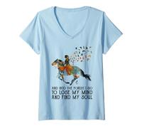 Femme Et dans la forêt je fais de l'équitation T-Shirt avec Col en V