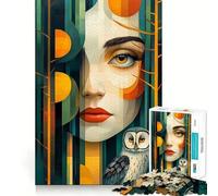 Femme et Hibou dans la forêt Puzzle de 1000 pièces pour Adolescents Jeu de Stimulation Cognitive Ajustement Parfait Format Compact Idéal pour des Moments de Jeu en Famille (50x75cm)