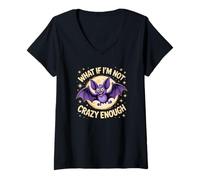 Femme Et si je ne suis pas assez fou Bat Crazy Animal Pun T-Shirt avec Col en V