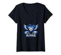 Femme État des Montagnes du Nord d'Alaska Eagle T-Shirt avec Col en V