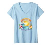 Femme État d'esprit du Soleil T-Shirt avec Col en V