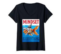 Femme État d'esprit La mentalité est tout ce qui est motivant et inspirant T-Shirt avec Col en V