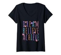 Femme État d'esprit Positif, Motivation, rêve, Croire, Atteindre Un Papillon T-Shirt avec Col en V