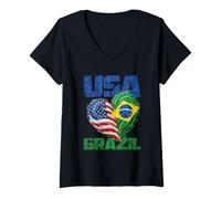 Femme États-Unis Brésil T-Shirt avec Col en V