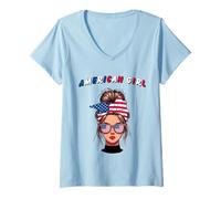 Femme États-Unis, Drapeau américain, Fille américaine, Femmes Filles américaines T-Shirt avec Col en V