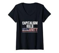 Femme États-Unis : Le socialisme, Le capitalisme anticapitaliste Tue T-Shirt avec Col en V