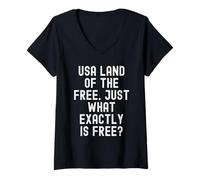 Femme États-Unis, Pays de la liberté, Qu'est-ce exactement Que la Libre Sagesse T-Shirt avec Col en V