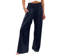 Femme Été Coton Lin Pantalon Jogging Large Detente Haute Pantalon Blanc Femme Coton Lin Chic Et Elegant Large Taille Elastique Souple Vêtements Mes Commandes Passées 2#Marine XL