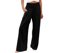 Femme Été Coton Lin Pantalon Tailleurs Large Chic Et Elegant Coton Lin Pantalon Noir Femme Taille Elastique Souple Large Haute Ample Tenue Mes Commandes Passées 11#Noir S