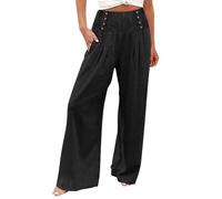 Femme Été Coton Lin Pantalon Tailleurs Large Tendances Taille Elastique Pantalon Fluide Femme Été Coton Lin Souple Large Haute Ample Vêtements Mes Commandes Passées 11#Noir M