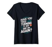 Femme Éteindre et rallumer à nouveau une infirmière cardiaque amusante T-Shirt avec Col en V