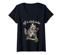 Femme Éteindre pour surveiller activement Le Graphique du Jour du Test drôle du Professeur de Raton Laveur T-Shirt avec Col en V