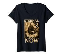 Femme Eternal Now Time Zen Pleine Conscience Moment Présent T-Shirt avec Col en V