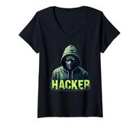 Femme Ethical Hacker Cybersecurity Computer Science Cadeau Homme Femme T-Shirt avec Col en V