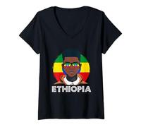 Femme Éthiopie, Drapeau éthiopien, garçon éthiopien, garçon Africain, T-Shirt avec Col en V