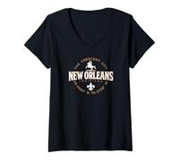 Femme Étiquette de coordonnées New Orleans Louisiana The Crescent City T-Shirt avec Col en V