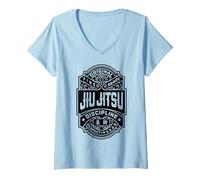 Femme Étiquette de Whisky Vintage Jiu Jitsu Grappling BJJ MMA Fighter T-Shirt avec Col en V
