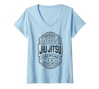 Femme Étiquette de Whisky Vintage Jiu Jitsu Grappling BJJ MMA Fighter T-Shirt avec Col en V