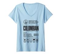 Femme Étiquette nutritionnelle colombienne T-Shirt avec Col en V