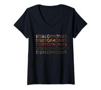 Femme Étiquette stéréophonique Humoristique en Forme de cœur avec nom personnalisé T-Shirt avec Col en V
