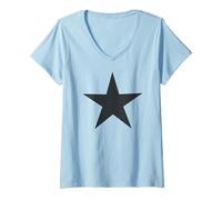 Femme Étoile noire à cinq branches T-Shirt avec Col en V