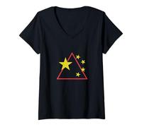 Femme Étoiles Chinoises en Triangle T-Shirt avec Col en V