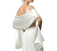 Femme Étole en Satin Châle Écharpe en Satin - Wrap Foulard Pashmina 240cm*75cm pour Soirée Cérémonies Fêtes Mariage (blanc)