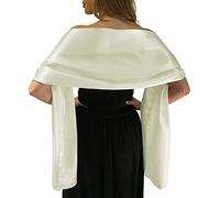 Femme Étole en Satin Châle Écharpe en Satin - Wrap Foulard Pashmina pour Soirée Cérémonies Fêtes Mariage, blanc, taille uique
