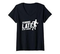 Femme Être en Retard est Mon Seul Vrai Cardio au Quotidien T-Shirt avec Col en V