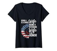 Femme Être épouse est un choix - Épouse d'anciens combattants Journée des anciens combattants T-Shirt avec Col en V