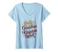 Femme Être Grand-mère, C'est l'œuvre du Royaume, la Grand-mère, la Famille, chrétienne T-Shirt avec Col en V