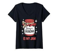 Femme Être Grand-mère, C'est ma Famille de Grands-Parents la Plus drôle T-Shirt avec Col en V