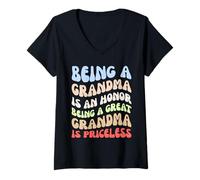 Femme Être grand-mère est un honneur Être une arrière-grand-mère n'a pas de prix T-Shirt avec Col en V